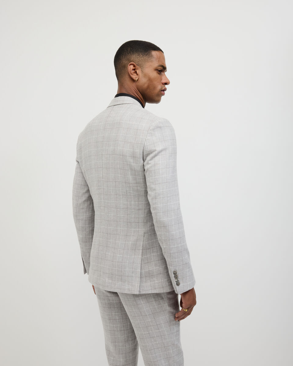 Windowpane Check Tailored Jacket, Grey, hi-res